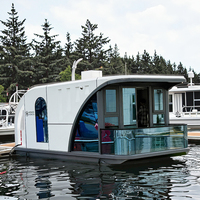 Maison flottante écologique durable, villa moderne, bureau, bâtiment en conteneur étanche avec panneaux sandwich, installation rapide