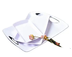 Große weiße rechteckige Melamin-Kunststoff-Serviert ablett für Lebensmittel-Frühstücks tablett von 360CRAFT