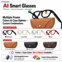 Lunettes intelligentes avec étui de charge, caméra 4K, commande vocale, traduction en temps réel, enregistrement photo et vidéo, assistant vocal IA, IP67