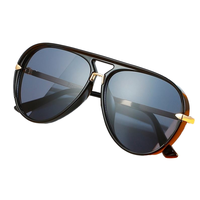 Lunettes de soleil unisexes grandes tailles en PC et métal avec protection UV400 et design miroir crapaud en promotion
