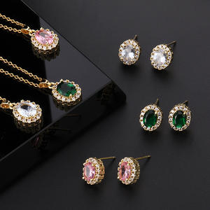 ファッションヴィンテージセットクリスタルジルコンオーバルロケット銅ペンダントネックレス女性用ウエディングウェディングレセプションジュエリーギフト - Product Image 1