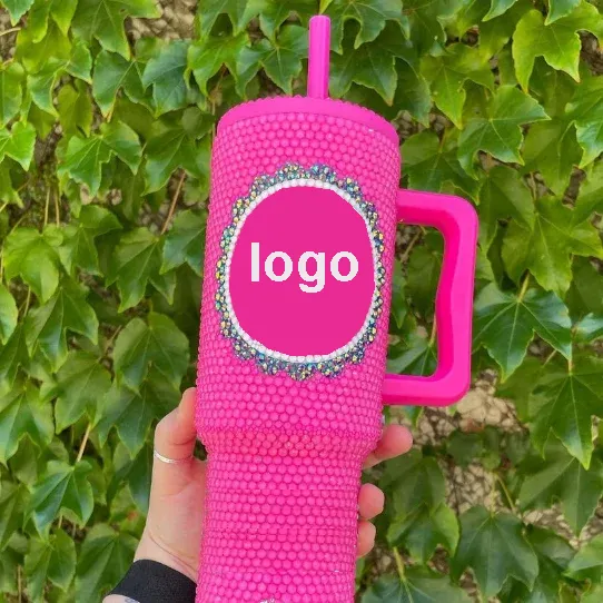 Tumbler da 40 once con Logo personalizzato con Logo rosa personalizzato