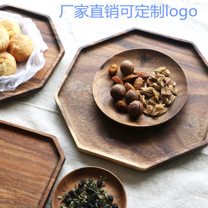 Solid Wood Octagonal <b>Trays</b> Acacia Wood Serving Platter For Hotel Coffee Tea Breakfast Fruit Snack Dish - Product Image 3