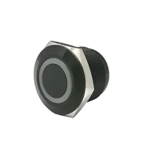 Led bodi pendek aluminium hitam 19mm, tombol tekan reset sendiri untuk industri tahan ledakan