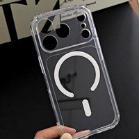 Coque de téléphone magnétique transparente pour iPhone 18 Pro Max, antichoc, avec airbag, anti-jaunissement, positionnement précis des découpes
