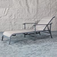 Chaise longue d'extérieur en métal imperméable pour hôtel, piscine, plage, terrasse, en textilène et fer forgé, modèle JM-PS-T608