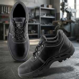 Chaussures de sécurité antidérapantes en cuir véritable imperméables pour hommes, bottes de travail à embout d'acier, vente en gros - Product Image 1