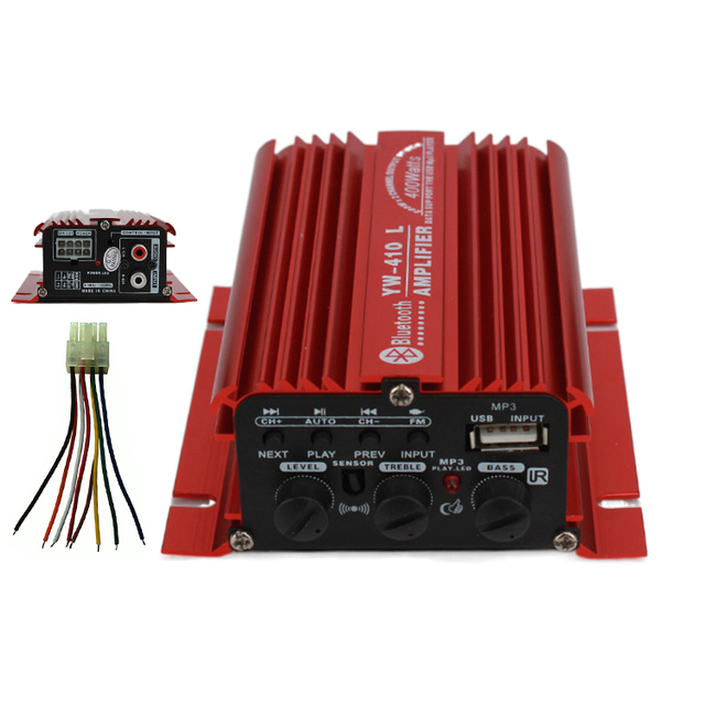 Mini HiFi Motorcycle Audio Amplifier 12V MP3 BT Wireless Car Stereo Player Auto Sound Car Amplifier