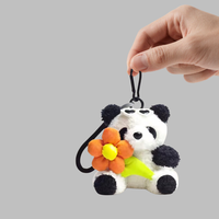 Porte-clés en peluche panda mignon avec lunettes de soleil en forme de cœur fleuri, pendentif de sac en peluche douce, décoration de sac à dos, cadeau