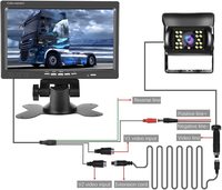 Monitor LCD AHD de 7 Pulgadas, Kit de Sistema de Cámara de Reversa 1080P con Visión Nocturna IR de 18 para Auto/Camión/Furgoneta/RV/Autobús