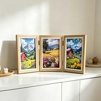 Set Bingkai Foto Kayu Cetak Tangan - Lipat DIY Personalisasi Hadiah Suvenir Minimalis Modis dengan Desain Modern