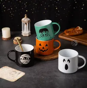 Cartoon Creative Pumpkin printed ceramic mugs Porcelain Cup Customize Logo Halloween Gift Ghost Monster Coffee Mug