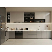 Ensemble de meubles de cuisine en bois massif MDF moderne de luxe, prêt à assembler, design écologique, installation facile, entretien facile