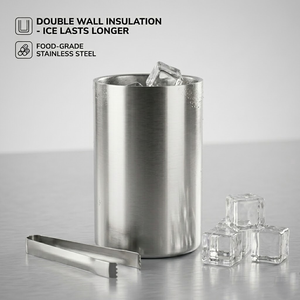 Double Walled Ice Bucket Wine Cooler Champagne Bucket <b>Bar</b> Ice Container Beverage Cooling Bucket Kitchen Equipment - Product Image 1
