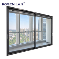 Portes patio coulissantes en aluminium Rogenilan personnalisées CE, avec moustiquaire, empilables, anti-ouragan, double vitrage trempé