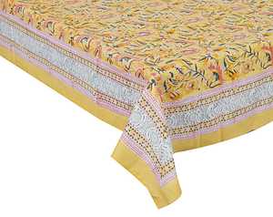 Ensemble de couvertures de table en pur coton imprimé floral fait à la main, serviette incluse - Product Image 1