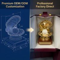 Trophée personnalisé en métal en forme de coquille de 25 cm avec accent perlé, base en bois gravable pour coffrets cadeaux d'entreprise