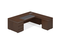 Bureau de direction en forme de L de luxe, moderne, en bois, avec armoire de rangement latérale pour PDG et managers