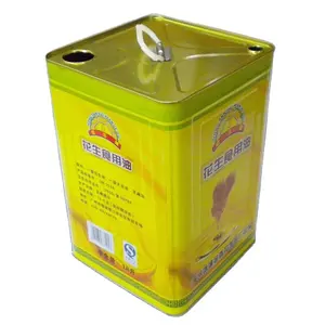 Food Grade 10L15L18L Empty Square Tinplate Tins Olive Oil Metal Buckets Vegetable Oil Packaging Tin Can With Plastic Lids