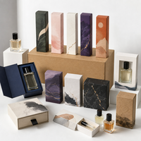 Coffret d'échantillons de parfum en carton imperméable avec fenêtre transparente et finition mate, mini flacons de parfum, vente en gros OEM