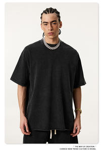 T-shirt unisexe surdimensionné en coton 100% avec logo personnalisé, style vintage délavé, col rond, batik blanc cassé, vente en gros pour hommes - Product Image 4