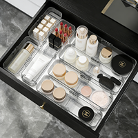 COIZY Boîte de rangement à grille pour tiroir, compartiment rétractable pour cosmétiques, commode, armoire profonde, organisation de bureau, chambre à coucher, en plastique