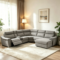 Ensemble de canapés sectionnels modernes en tissu en forme de L pour salon, avec console, haut-parleur Bluetooth et chaise inclinable
