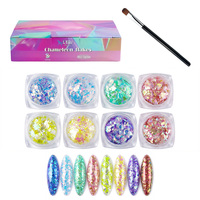 LEQU Set di Fiocchi Camaleontici in 8 Colori per Nail Art e Decorazioni Fai-da-Te