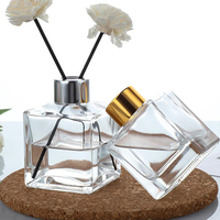 Bouteille de diffuseur en verre transparent vide carré de luxe de 100ml 200ml avec bouchon à vis