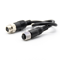 A-Code MINI DIN Stecker auf M12 Buchse 4-polig Gerade Lötanschluss 30CM Doppelendiges Kabel