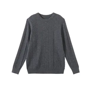 Custom clothing manufacturers pullover crew neck men's cashmere sweaters cable knitwear wool tops pullover for men