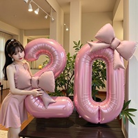 Foto-Requisiten zum 1. Geburtstag und Feiertagen für Mädchen, Aluminiumfolie, rosa Schleifen-Zahlenballons, Partydekorationen und fotografische Hintergründe