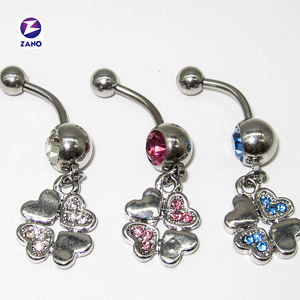 Anneau de nombril classique en forme de cœur pour femme, zircon, cadeau de mariage, bijoux de corps en acier inoxydable plaqué or - Product Image 6