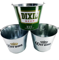 Seau à glace en métal galvanisé mat personnalisé de 5 L, seau en tôle pour la bière