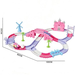 Set <span class=keywords><strong>de</strong></span> Pistas <span class=keywords><strong>de</strong></span> Carreras <span class=keywords><strong>de</strong></span> Coches <span class=keywords><strong>de</strong></span> Princesas Rosas para Niñas, Set <span class=keywords><strong>de</strong></span> Pistas <span class=keywords><strong>de</strong></span> Carreras Flexibles DIY con 232 Piezas <span class=keywords><strong>de</strong></span> Camiones Monstruo y Tren Mágico Plegable - Product Image 3