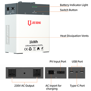 Générateur solaire JEESENG 300W 1000WH portable tout-en-un à onde sinusoïdale pure, système de station d'énergie LFP pour le <span class=keywords><strong>camping</strong></span>, l'extérieur et la maison - Product Image 5