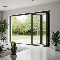 Puertas Plegables de Aluminio de Alta Calidad para Exteriores, Puertas Corredizas Plegables, Puertas Impermeables Tipo Acordeón para Cafetería, Tienda, Apartamento