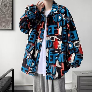 Camisa Unisex de Manga Larga, Holgada y Versátil, con Estampado de Grafiti Juvenil, Estilo Casual, para Otoño, Dropshipping, One Piece - Product Image 4