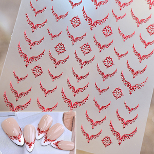 Autocollants pour ongles à lignes géométriques françaises, argent, or, rouge, noir, forme en V, décalcomanies adhésives pour <span class=keywords><strong>manucure</strong></span> - Product Image 1