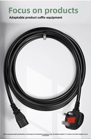 Kabel Adaptor Daya Inti Tembaga Bersertifikasi BS Standar Inggris Tiga-pin Bentuk-L IP11 1.5m yang Disetujui untuk Keamanan, untuk Komputer