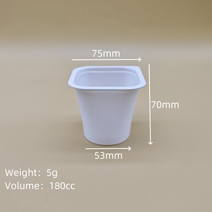 Vasos Cuadrados Reciclables Sulide para Yogur <span class=keywords><strong>de</strong></span> 180 ml, Vasos Desechables <span class=keywords><strong>de</strong></span> Plástico PP Blancos para Yogur para Llevar - Product Image 2