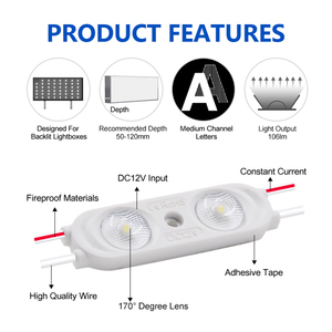 แหล่งกำเนิดแสง LED 2 ดวง โมดูล LED กันน้ำ IP67 สำหรับป้ายไฟกล่องตัวอักษร - Product Image 4