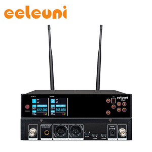 Système de microphone <span class=keywords><strong>sans</strong></span> <span class=keywords><strong>fil</strong></span> à condensateur Eeleuni UT34B 1 canal UHF 470-950 MHz cardioïde en alliage d'aluminium pour <span class=keywords><strong>casque</strong></span>/lavalier/<span class=keywords><strong>guitare</strong></span> - Product Image 2