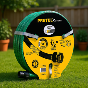 Enrouleur de tuyau d'arrosage en acier Pretul 1/2 pouce 30 m avec tuyau d'arrosage de jardin en PVC renforcé de 20 m, raccords en plastique conformes à la norme CNS, montage mural pour G - Product Image 2