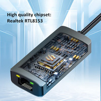 Harga pabrik kartu jaringan adaptor Ethernet 10 / 100 / 1000Mbps 2 in 1 USB 3.0 Tipe C ke RJ45 untuk Laptop PC Tablet