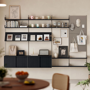 Étagère murale avec rail en acier inoxydable, support de rangement à niveaux, librement combinable pour le rangement mural - Product Image 3