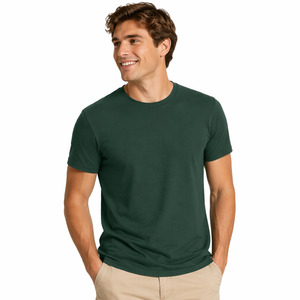 <span class=keywords><strong>Camiseta</strong></span> de Cuello Redondo Verde Oscuro para Hombre, Manga Corta, Algodón Básico, Uso Diario Informal y Uniforme de Trabajo, Servicios OEM, Venta al Por Mayor - Product Image 2