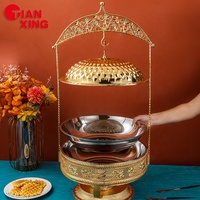 Tianxing Buffetzubehör 8 L Edelstahl Speisenwärmer-Display Gold Kochgeschirr hängendes Kochgeschirr Buffet-Set