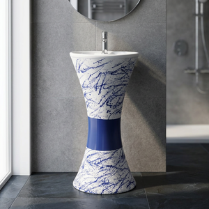 Nouvelle vasque sur pied carrée moderne en marbre, monobloc, de luxe, pour hôtel et sous-sol - Product Image 5