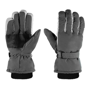 Snowboarding <b>Ski</b> <b>Gloves</b> Contrast Finger Sidewalls Textured Palm Overlay Cinch Strap Closure Ribbed Cuff Winter Sports - Product Image 1